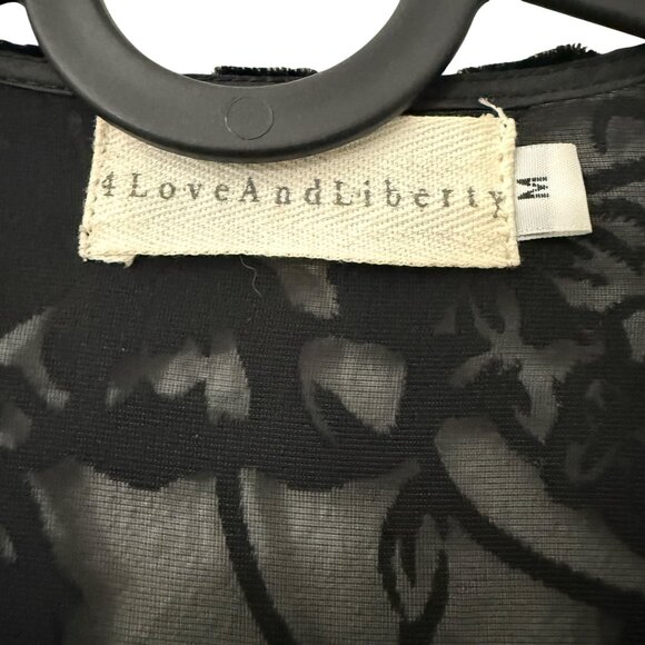 Johnny Was 4 Love & Liberty Black Whimsygoth Velvet Fringe Kimono Medium FLAW - Picture 2 of 8